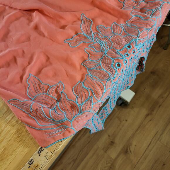 Pink Polyester Sleeveless Midi Dress Turquoise Detail 20" Pit 2 Pit - Picture 8 of 11